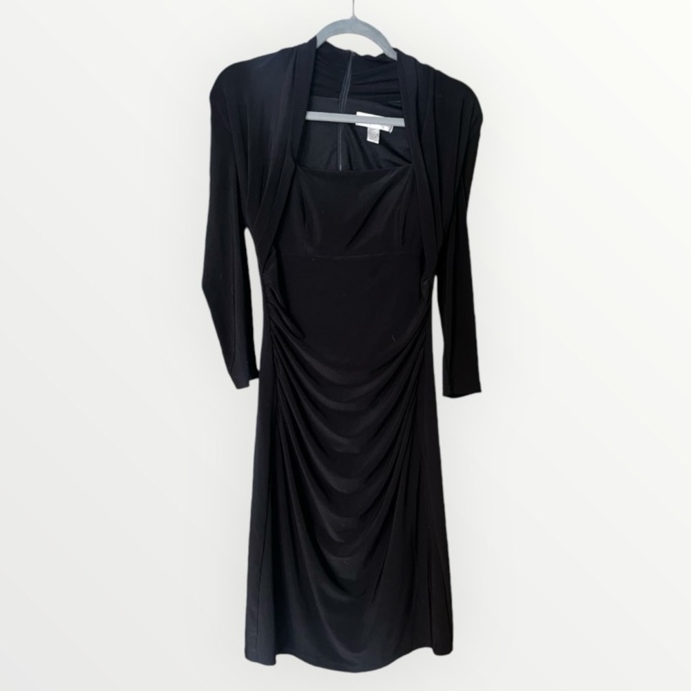 Jersey Shore Boutique Vintage Black Long Sleeve Stretchy Midi Dress Size 6